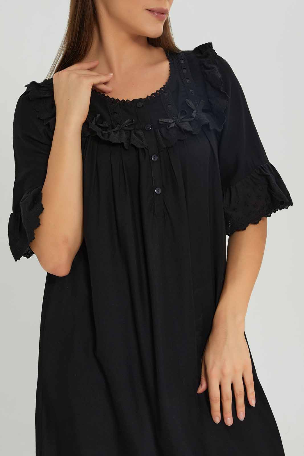 Redtag-Women-Navy-Co9Lor-Short-Sleeves-Nightgown-Category:Nightgowns,-Colour:Navy,-Deals:New-In,-Dept:Ladieswear,-Filter:Women's-Clothing,-New-In-Women-APL,-Non-Sale,-Section:Women,-W22B,-Women-Nightgowns--