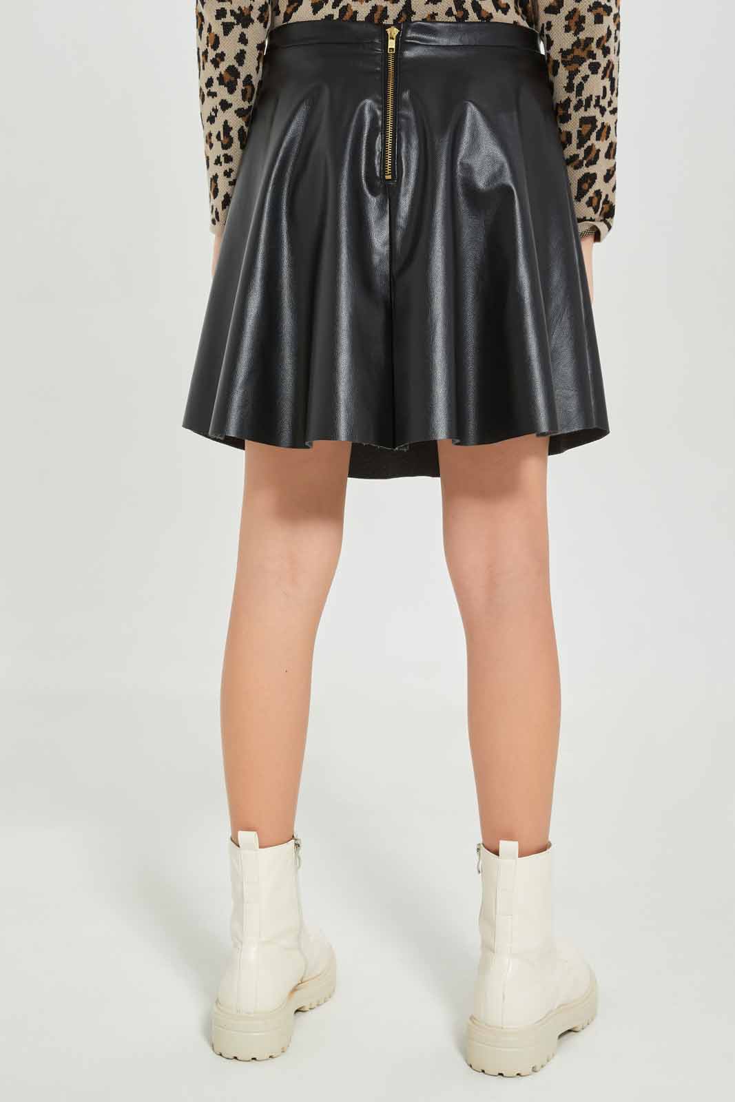 Redtag-Girls-Black-Pleated-Pu-Skirts-Category:Skirts,-Colour:Black,-Deals:New-In,-Dept:Girls,-Filter:Senior-Girls-(8-to-14-Yrs),-GSR-Skirts,-New-In-GSR-APL,-Non-Sale,-S23A,-Section:Girls-(0-to-14Yrs)-Senior-Girls-9 to 14 Years