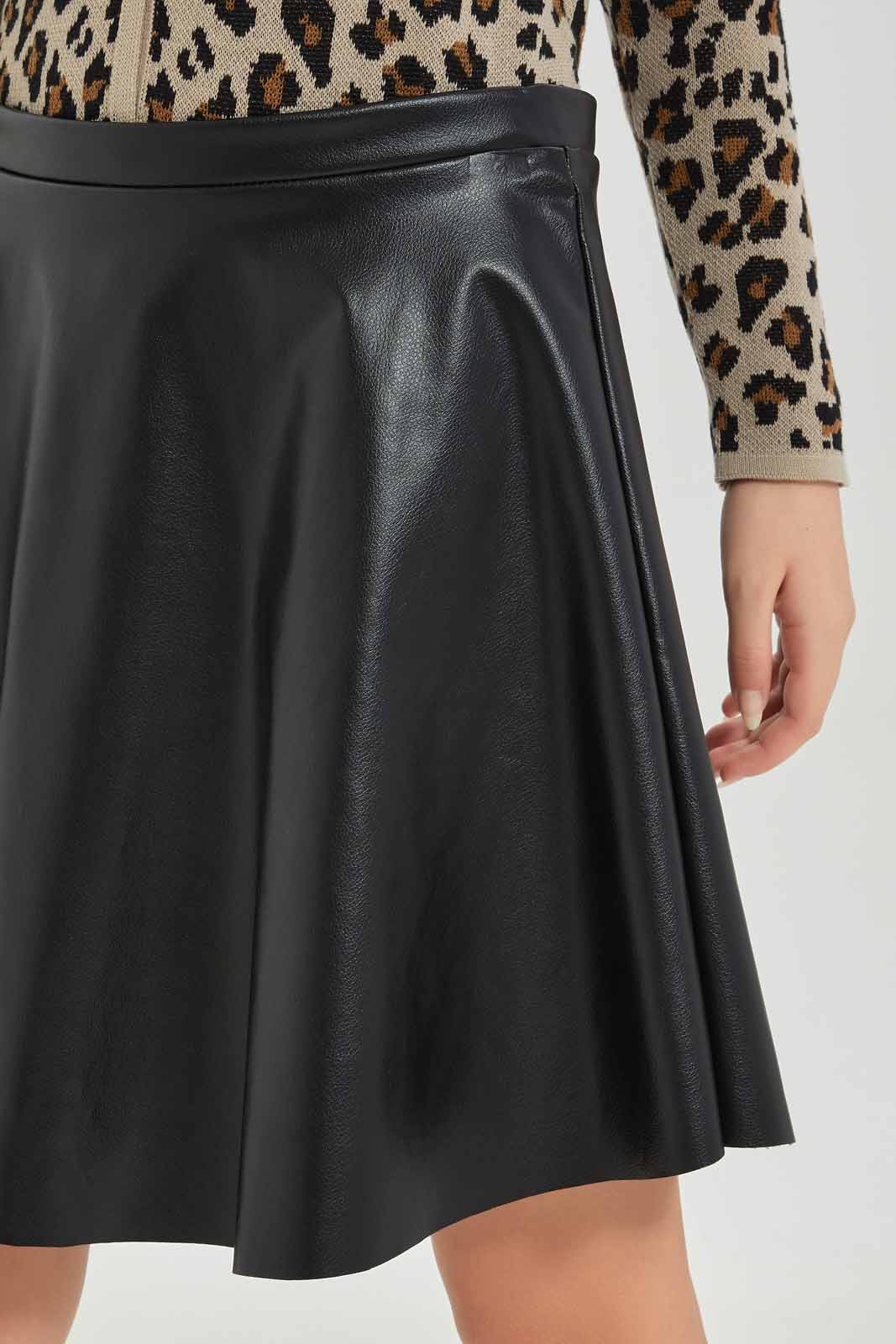 Redtag-Girls-Black-Pleated-Pu-Skirts-Category:Skirts,-Colour:Black,-Deals:New-In,-Dept:Girls,-Filter:Senior-Girls-(8-to-14-Yrs),-GSR-Skirts,-New-In-GSR-APL,-Non-Sale,-S23A,-Section:Girls-(0-to-14Yrs)-Senior-Girls-9 to 14 Years