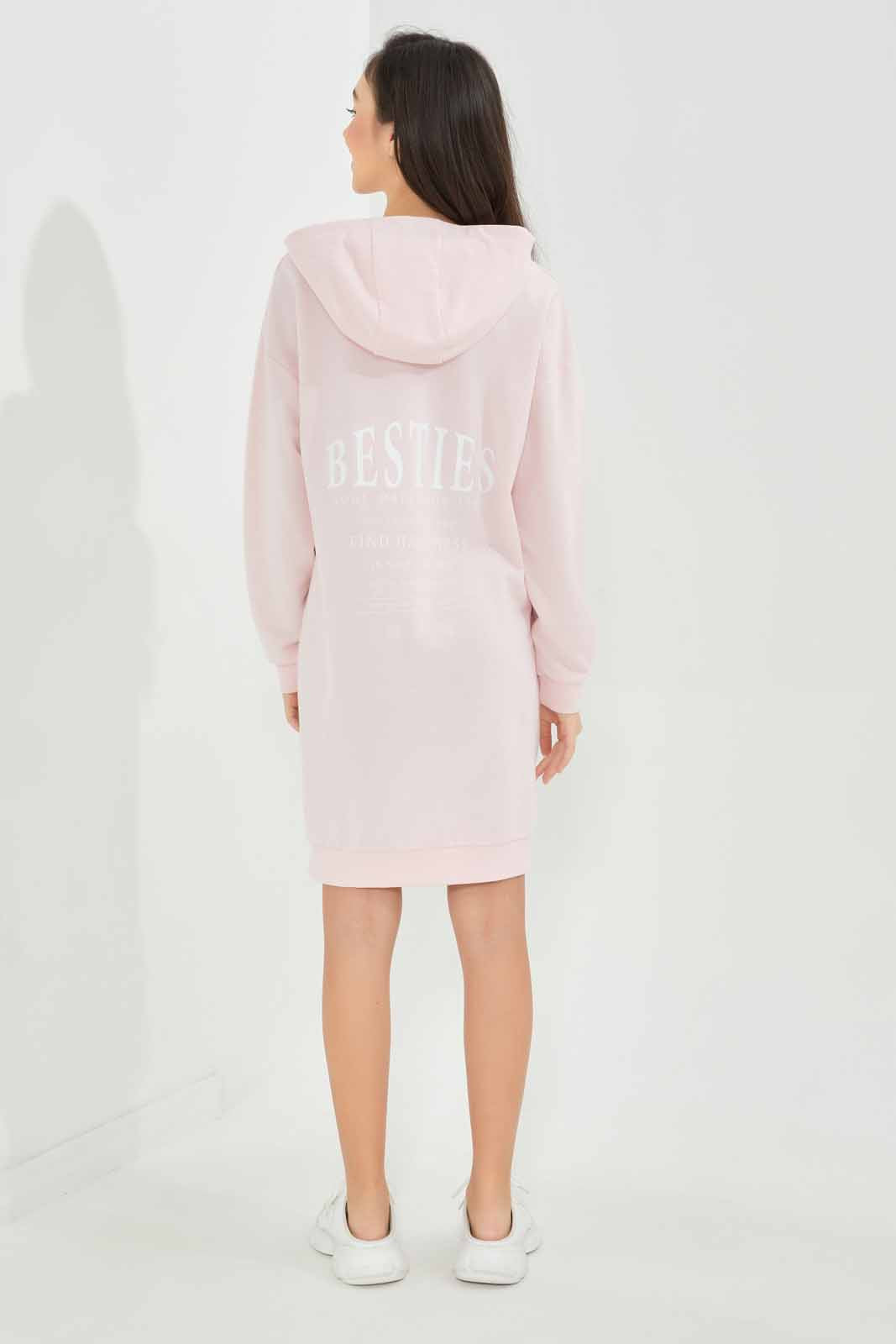 Redtag-Girls-Pink-Hoody-Dress-Category:Dresses,-Colour:Apricot,-Deals:New-In,-Dept:Girls,-Filter:Senior-Girls-(8-to-14-Yrs),-GSR-Dresses,-New-In-GSR-APL,-Non-Sale,-S23A,-Section:Girls-(0-to-14Yrs)-Senior-Girls-9 to 14 Years