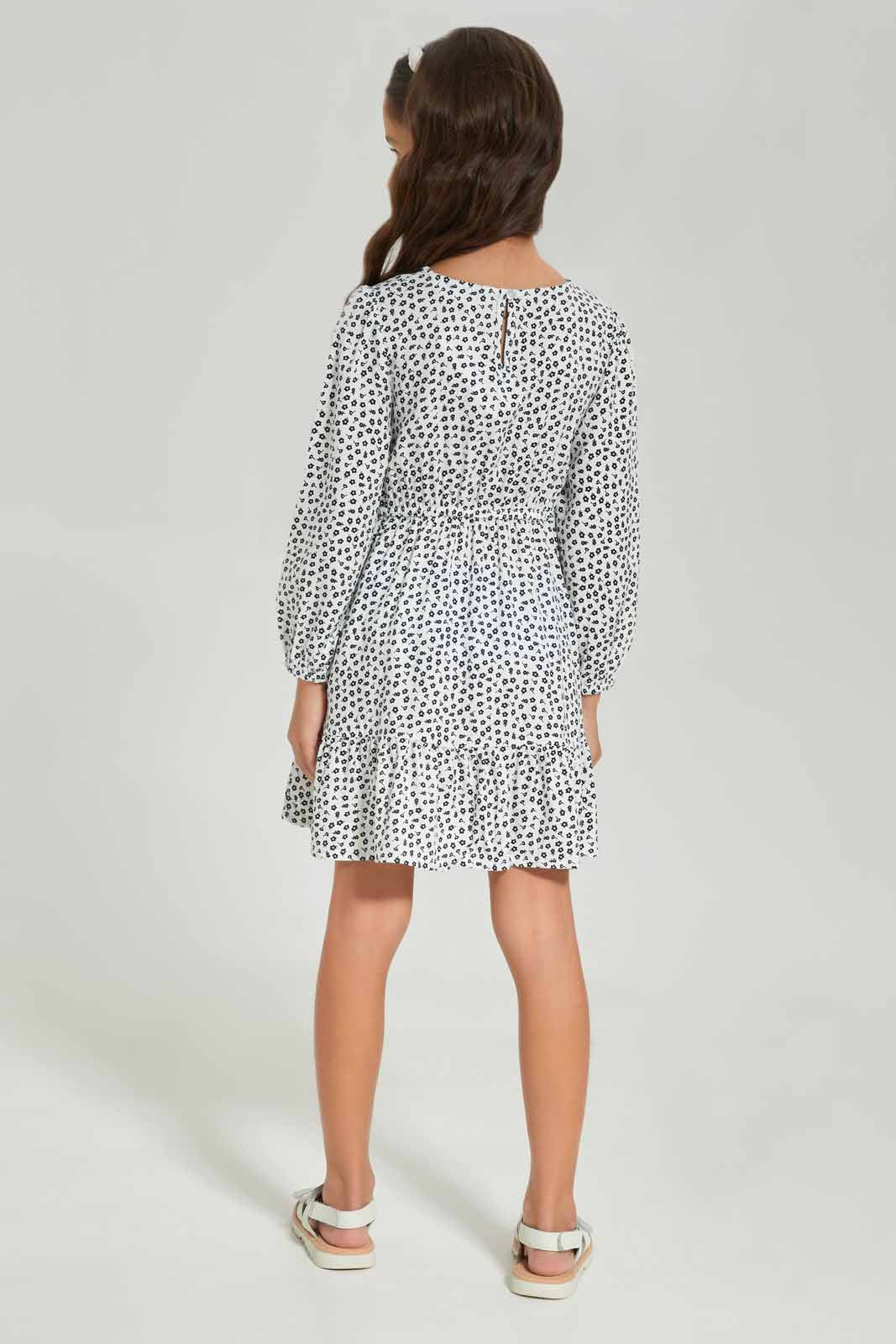 Redtag-Girls-White-Ls-Twill-Dress-White-Spot-Category:Dresses,-Colour:White,-Deals:New-In,-Dept:Girls,-Filter:Girls-(2-to-8-Yrs),-GIR-Dresses,-New-In-GIR-APL,-Non-Sale,-S23A,-Section:Girls-(0-to-14Yrs)-Girls-2 to 8 Years
