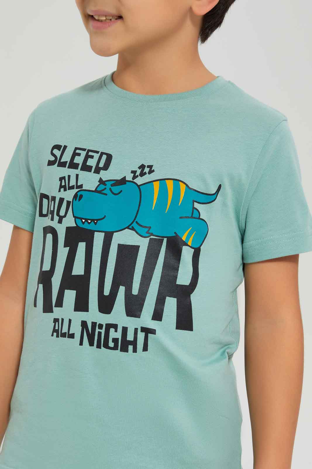 Redtag-Boys-Olive-Dino-Short-Sleeve-Graphic-T-Shirt-BOY-T-Shirts,-Category:T-Shirts,-Colour:Olive,-Deals:New-In,-Dept:Boys,-Filter:Boys-(2-to-8-Yrs),-New-In-BOY-APL,-Non-Sale,-S23A,-Section:Boys-(0-to-14Yrs),-TBL-Boys-2 to 8 Years