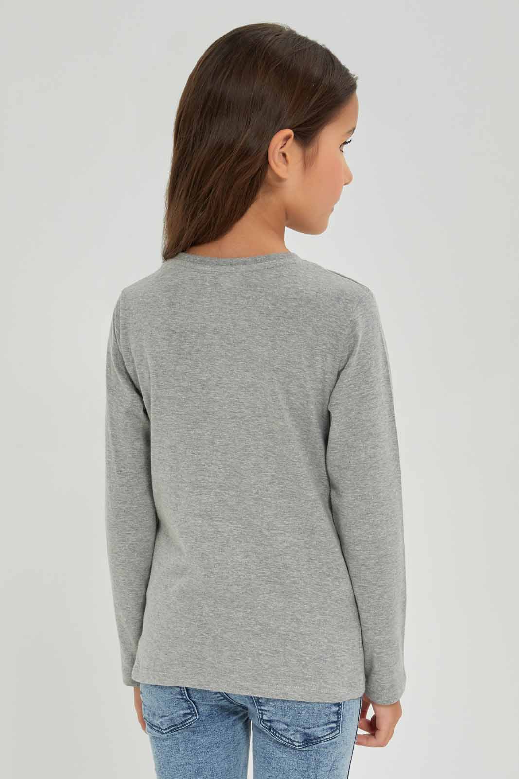 Redtag-Girls-Grey-Slogan-Tee-Category:T-Shirts,-Colour:Grey,-Deals:New-In,-Dept:Girls,-Filter:Girls-(2-to-8-Yrs),-GIR-T-Shirts,-New-In-GIR-APL,-Non-Sale,-S23A,-Section:Girls-(0-to-14Yrs),-TBL-Girls-2 to 8 Years