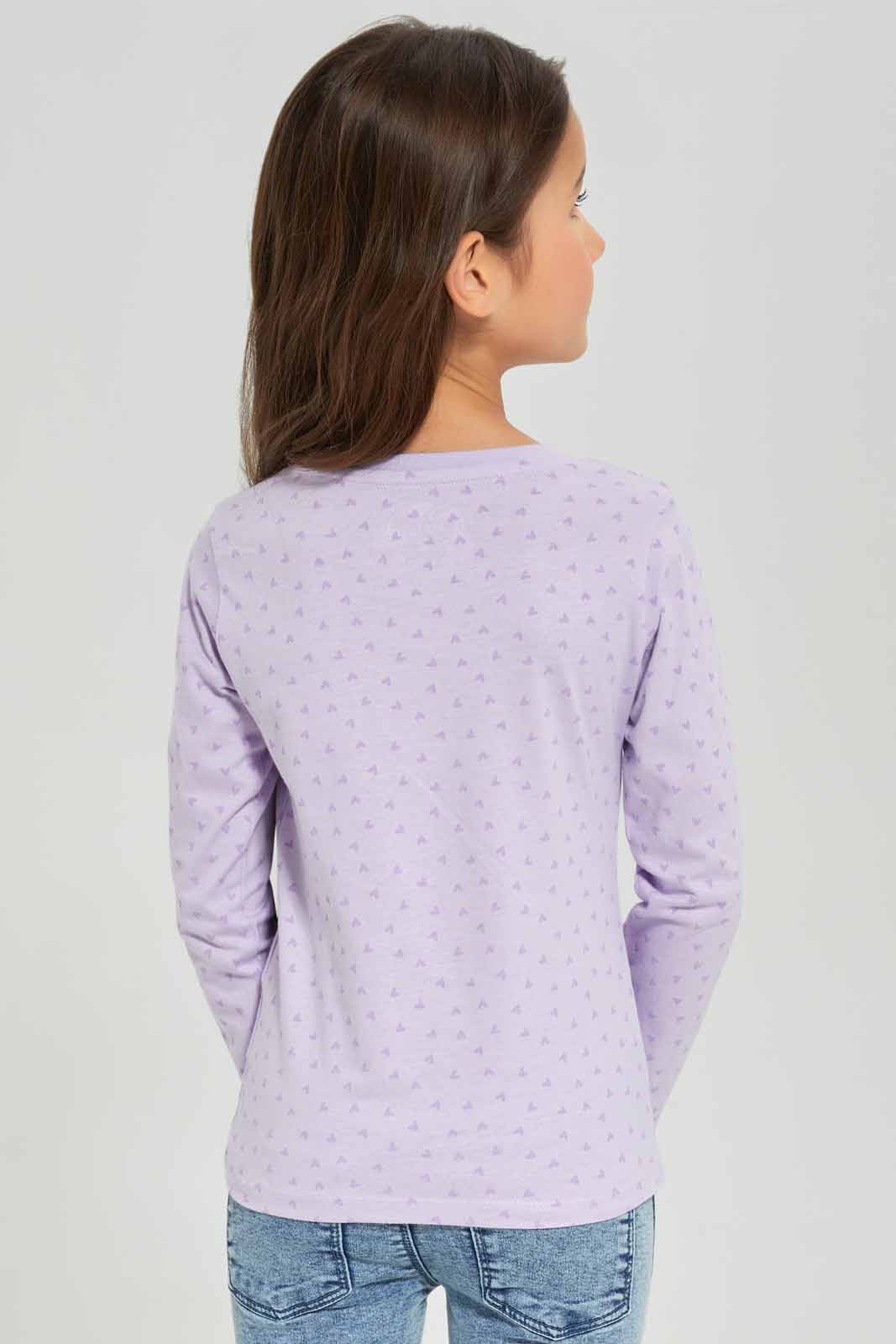 Redtag-Girls-Lilac-Aop-Print-Category:T-Shirts,-Colour:Lilac,-Deals:New-In,-Dept:Girls,-Filter:Girls-(2-to-8-Yrs),-GIR-T-Shirts,-New-In-GIR-APL,-Non-Sale,-S23A,-Section:Girls-(0-to-14Yrs),-TBL-Girls-2 to 8 Years