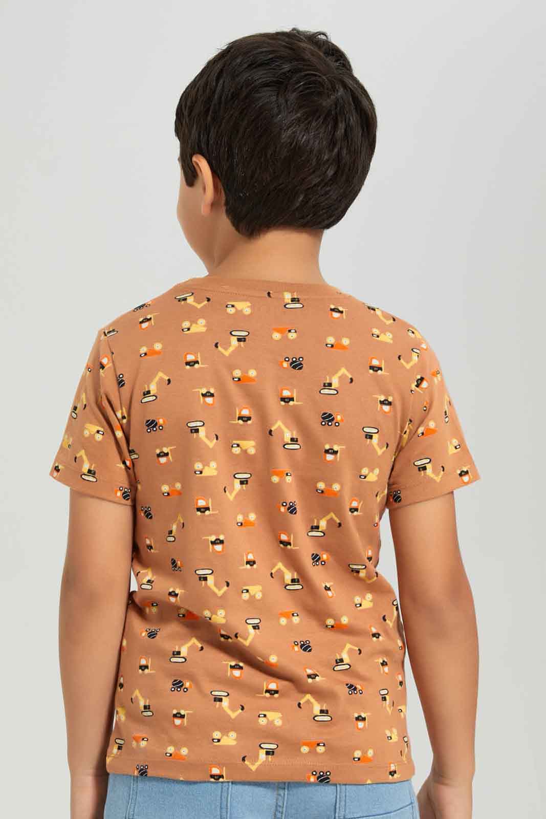 Redtag-Boys-Stone-Digger-Short-Sleeve-Aop-T-Shirt-BOY-T-Shirts,-Category:T-Shirts,-Colour:Beige,-Deals:New-In,-Dept:Boys,-Filter:Boys-(2-to-8-Yrs),-New-In-BOY-APL,-Non-Sale,-S23A,-Section:Boys-(0-to-14Yrs),-TBL-Boys-2 to 8 Years