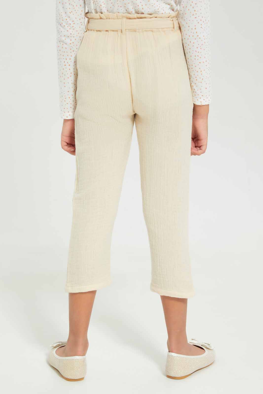 Redtag-Girls-Cream-Paperbag-Trouser-Category:Trousers,-Colour:Cream,-Deals:New-In,-Dept:Girls,-Filter:Girls-(2-to-8-Yrs),-GIR-Trousers,-New-In-GIR-APL,-Non-Sale,-S23A,-Section:Girls-(0-to-14Yrs)-Girls-2 to 8 Years