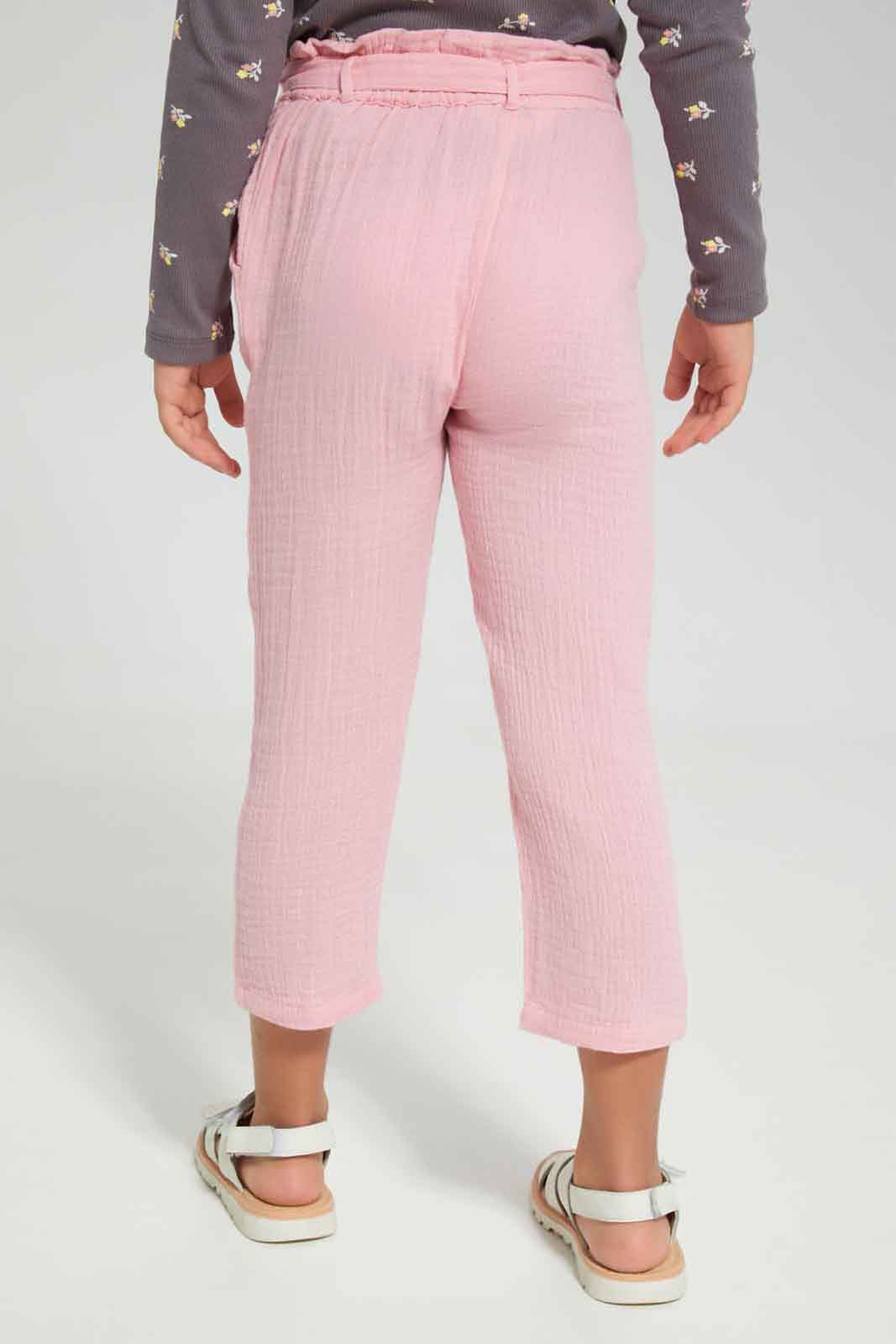 Redtag-Girls-Pink-Paperbag-Trouser-Category:Trousers,-Colour:Apricot,-Deals:New-In,-Dept:Girls,-Filter:Girls-(2-to-8-Yrs),-GIR-Trousers,-New-In-GIR-APL,-Non-Sale,-S23A,-Section:Girls-(0-to-14Yrs)-Girls-2 to 8 Years