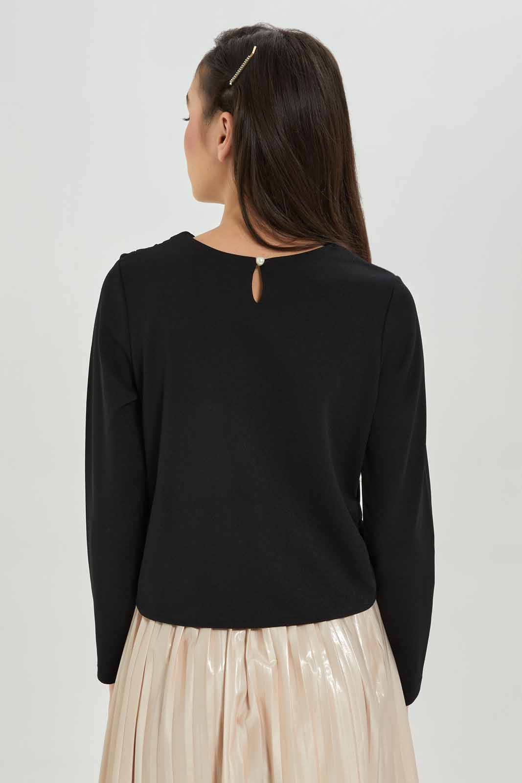 Redtag-Girls-Black-Overlay-Tops-Category:Blouses,-Colour:Black,-Deals:New-In,-Dept:Girls,-Filter:Senior-Girls-(8-to-14-Yrs),-GSR-Blouses,-New-In-GSR-APL,-Non-Sale,-S23A,-Section:Girls-(0-to-14Yrs)-Senior-Girls-9 to 14 Years