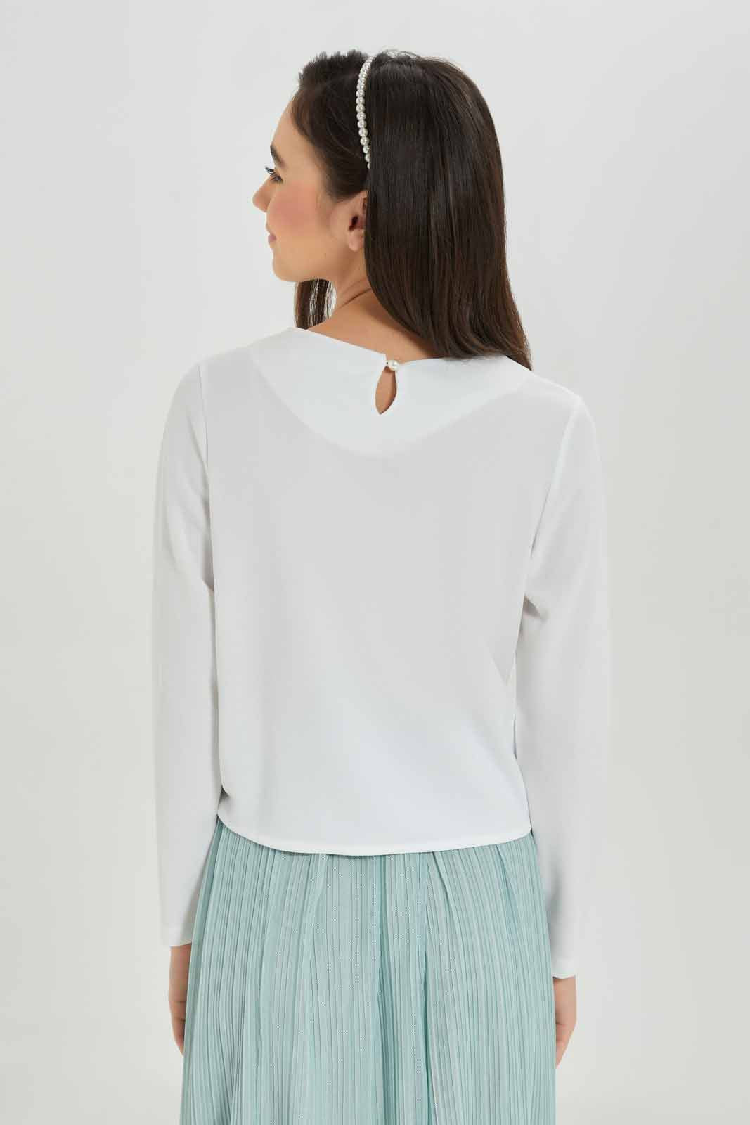 Redtag-Girls-White-Overlay-Tops-Category:Blouses,-Colour:White,-Deals:New-In,-Dept:Girls,-Filter:Senior-Girls-(8-to-14-Yrs),-GSR-Blouses,-New-In-GSR-APL,-Non-Sale,-S23A,-Section:Girls-(0-to-14Yrs)-Senior-Girls-9 to 14 Years