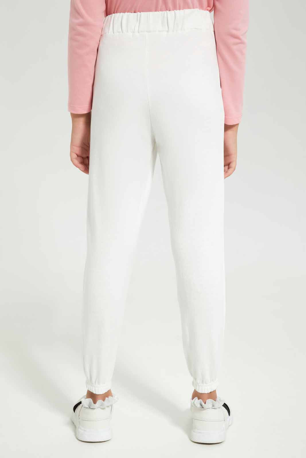 Redtag-Girls-Whiet-Jogger-Category:Joggers,-Colour:White,-Deals:New-In,-Dept:Girls,-Filter:Girls-(2-to-8-Yrs),-GIR-Joggers,-New-In-GIR-APL,-Non-Sale,-S23A,-Section:Girls-(0-to-14Yrs),-TBL-Girls-2 to 8 Years