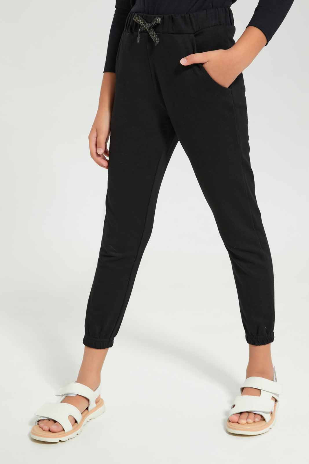 Redtag-Girls-Black-Jogger-Category:Joggers,-Colour:Black,-Deals:New-In,-Dept:Girls,-Filter:Girls-(2-to-8-Yrs),-GIR-Joggers,-New-In-GIR-APL,-Non-Sale,-S23A,-Section:Girls-(0-to-14Yrs),-TBL-Girls-2 to 8 Years