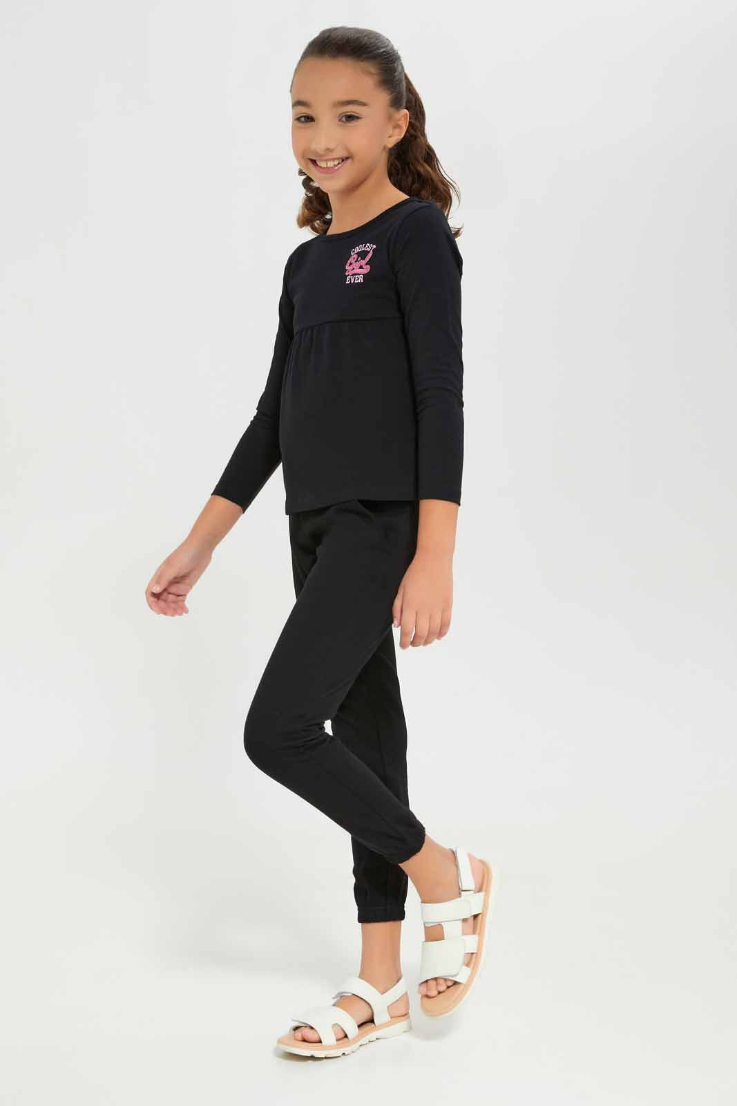 Redtag-Girls-Black-Jogger-Category:Joggers,-Colour:Black,-Deals:New-In,-Dept:Girls,-Filter:Girls-(2-to-8-Yrs),-GIR-Joggers,-New-In-GIR-APL,-Non-Sale,-S23A,-Section:Girls-(0-to-14Yrs),-TBL-Girls-2 to 8 Years