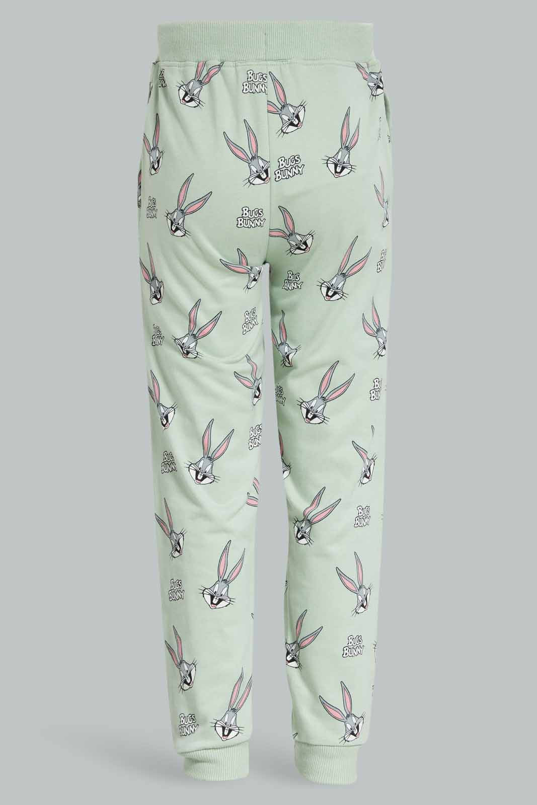Redtag-Girls-Green-Bugs-Bunny-Jogger-Category:Joggers,-Colour:Green,-Deals:New-In,-Dept:Girls,-Filter:Girls-(2-to-8-Yrs),-GIR-Joggers,-New-In-GIR-APL,-Non-Sale,-S23A,-Section:Girls-(0-to-14Yrs),-TBL-Girls-