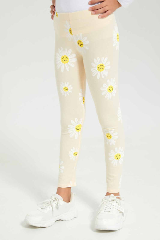 Redtag-Girls-Cream-Daisy-Leggings-Category:Leggings,-Colour:Cream,-Deals:New-In,-Dept:Girls,-Filter:Girls-(2-to-8-Yrs),-GIR-Leggings,-New-In-GIR-APL,-Non-Sale,-S23A,-Section:Girls-(0-to-14Yrs),-TBL-Girls-2 to 8 Years