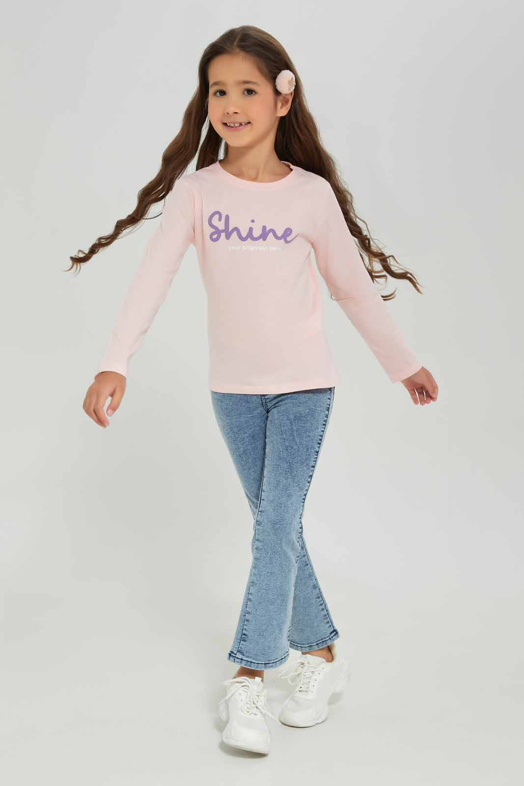 Redtag-Girls-Pink-Graphic-Tee-Category:T-Shirts,-Colour:Apricot,-Deals:New-In,-Dept:Girls,-Filter:Girls-(2-to-8-Yrs),-GIR-T-Shirts,-New-In-GIR-APL,-Non-Sale,-S23A,-Section:Girls-(0-to-14Yrs),-TBL-Girls-2 to 8 Years