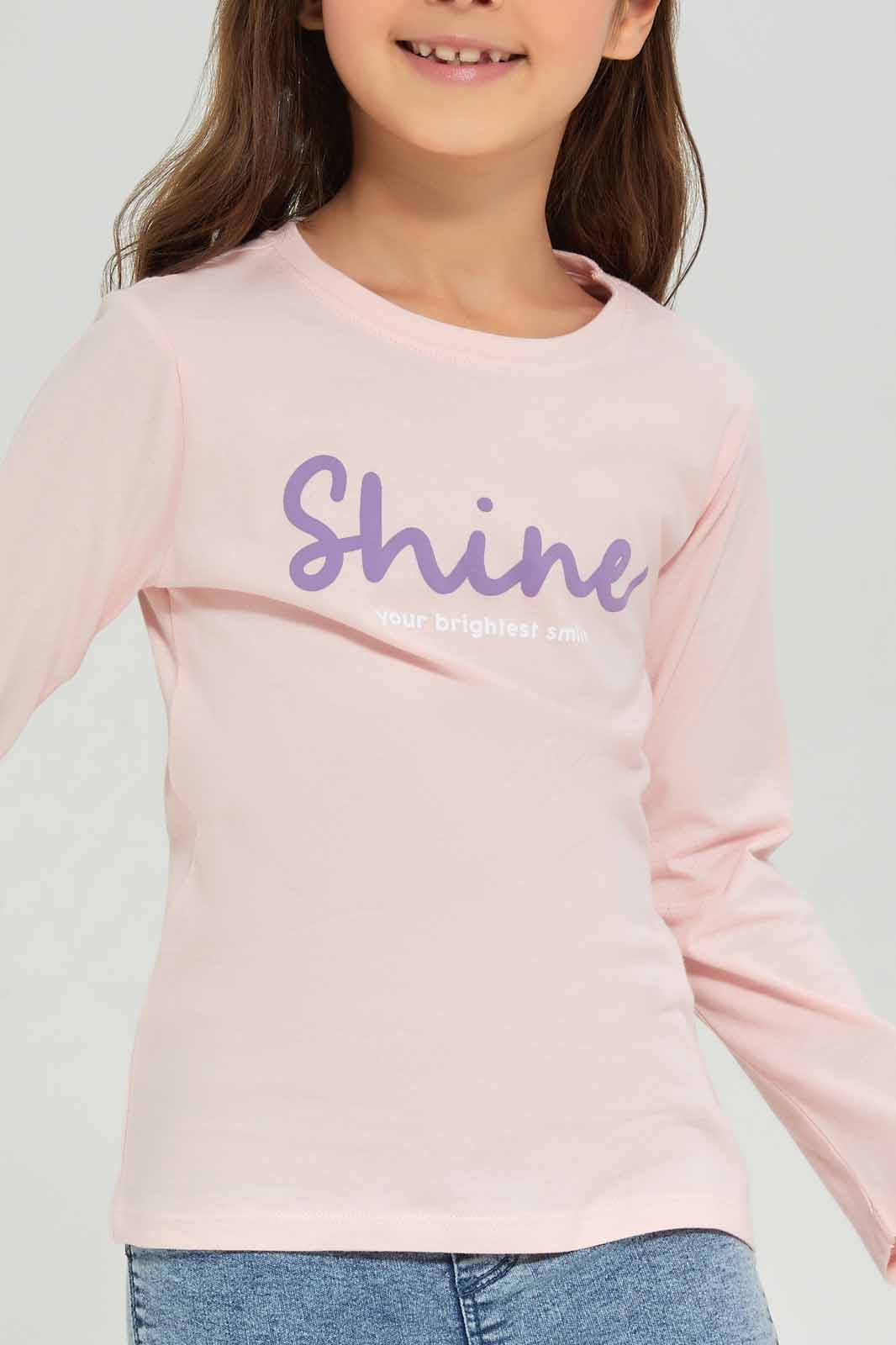 Redtag-Girls-Pink-Graphic-Tee-Category:T-Shirts,-Colour:Apricot,-Deals:New-In,-Dept:Girls,-Filter:Girls-(2-to-8-Yrs),-GIR-T-Shirts,-New-In-GIR-APL,-Non-Sale,-S23A,-Section:Girls-(0-to-14Yrs),-TBL-Girls-2 to 8 Years