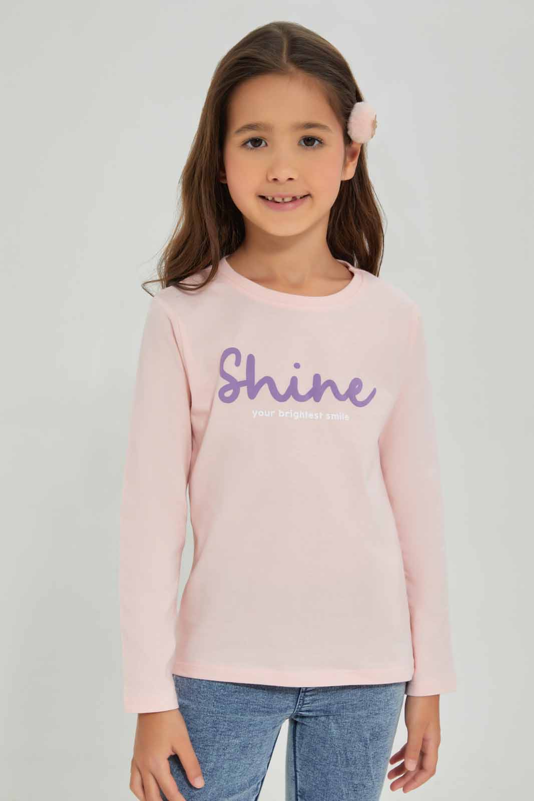 Redtag-Girls-Pink-Graphic-Tee-Category:T-Shirts,-Colour:Apricot,-Deals:New-In,-Dept:Girls,-Filter:Girls-(2-to-8-Yrs),-GIR-T-Shirts,-New-In-GIR-APL,-Non-Sale,-S23A,-Section:Girls-(0-to-14Yrs),-TBL-Girls-2 to 8 Years
