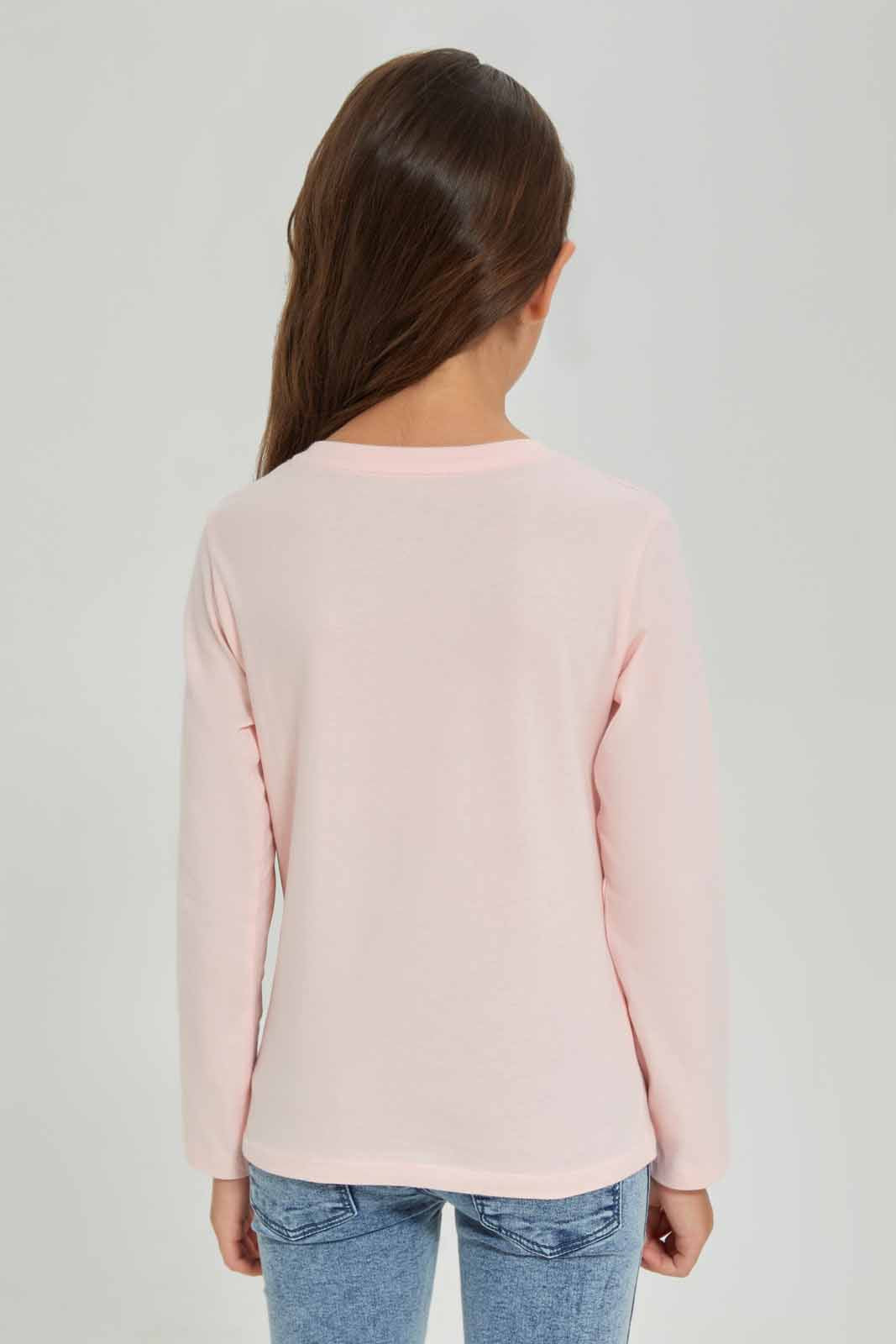 Redtag-Girls-Pink-Graphic-Tee-Category:T-Shirts,-Colour:Apricot,-Deals:New-In,-Dept:Girls,-Filter:Girls-(2-to-8-Yrs),-GIR-T-Shirts,-New-In-GIR-APL,-Non-Sale,-S23A,-Section:Girls-(0-to-14Yrs),-TBL-Girls-2 to 8 Years