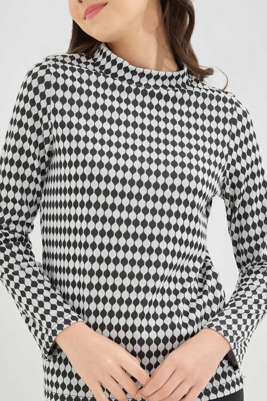 Redtag-Girls-High-Neck-Jacquard-Top-Category:T-Shirts,-Colour:Black,-Deals:New-In,-Dept:Girls,-Filter:Senior-Girls-(8-to-14-Yrs),-GSR-T-Shirts,-New-In-GSR-APL,-Non-Sale,-S23A,-Section:Girls-(0-to-14Yrs)-Senior-Girls-