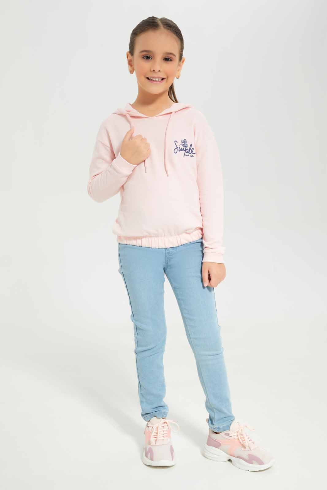 Redtag-Girls-Pink-Hooded-Sweatshirt-Category:Sweatshirts,-Colour:Apricot,-Deals:New-In,-Dept:Girls,-Filter:Girls-(2-to-8-Yrs),-GIR-Sweatshirts,-New-In-GIR-APL,-Non-Sale,-S23A,-Section:Girls-(0-to-14Yrs),-TBL-Girls-2 to 8 Years