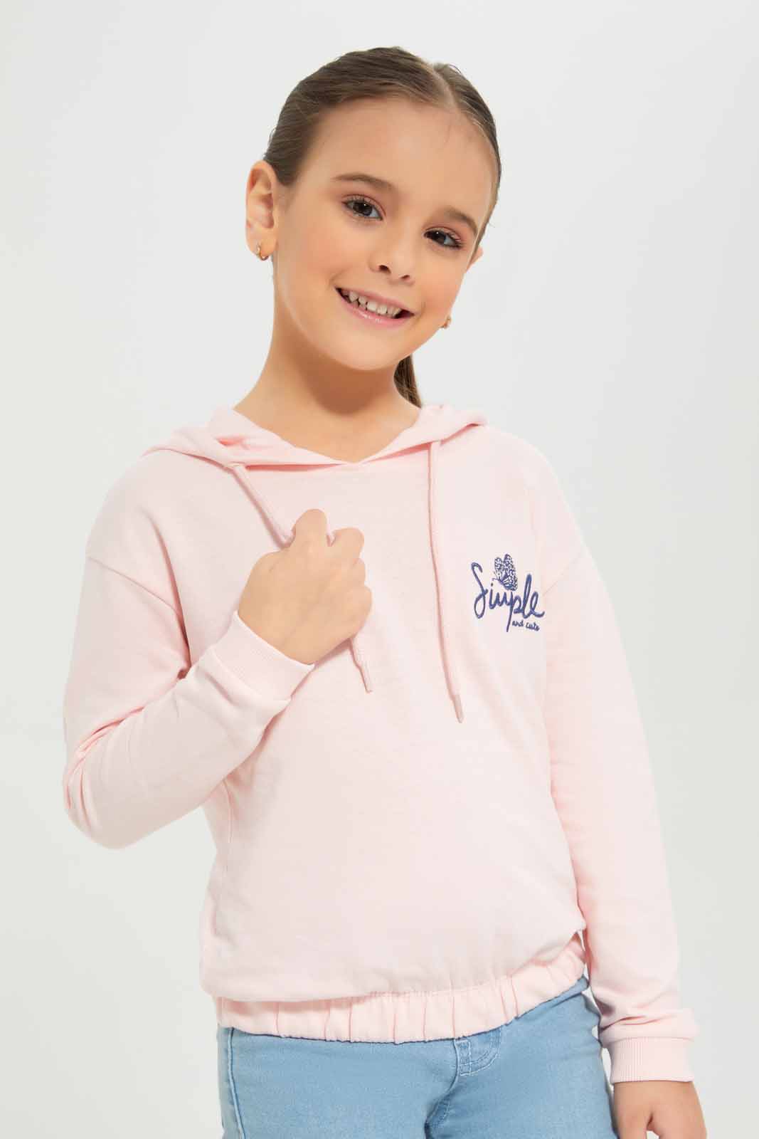 Redtag-Girls-Pink-Hooded-Sweatshirt-Category:Sweatshirts,-Colour:Apricot,-Deals:New-In,-Dept:Girls,-Filter:Girls-(2-to-8-Yrs),-GIR-Sweatshirts,-New-In-GIR-APL,-Non-Sale,-S23A,-Section:Girls-(0-to-14Yrs),-TBL-Girls-2 to 8 Years