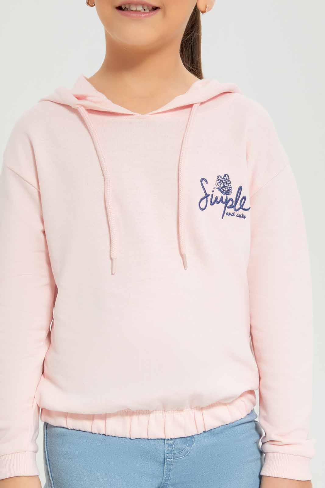 Redtag-Girls-Pink-Hooded-Sweatshirt-Category:Sweatshirts,-Colour:Apricot,-Deals:New-In,-Dept:Girls,-Filter:Girls-(2-to-8-Yrs),-GIR-Sweatshirts,-New-In-GIR-APL,-Non-Sale,-S23A,-Section:Girls-(0-to-14Yrs),-TBL-Girls-2 to 8 Years