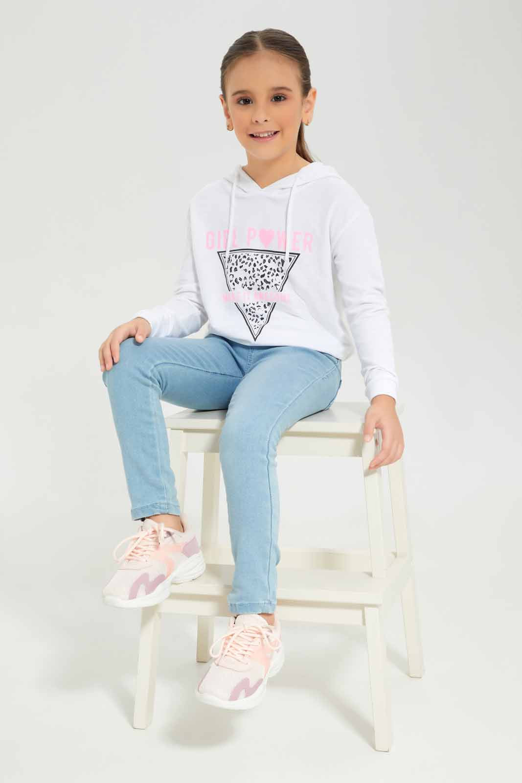 Redtag-Girls-White-Hooded-Sweatshirt-Category:Sweatshirts,-Colour:White,-Deals:New-In,-Dept:Girls,-Filter:Girls-(2-to-8-Yrs),-GIR-Sweatshirts,-New-In-GIR-APL,-Non-Sale,-S23A,-Section:Girls-(0-to-14Yrs),-TBL-Girls-2 to 8 Years