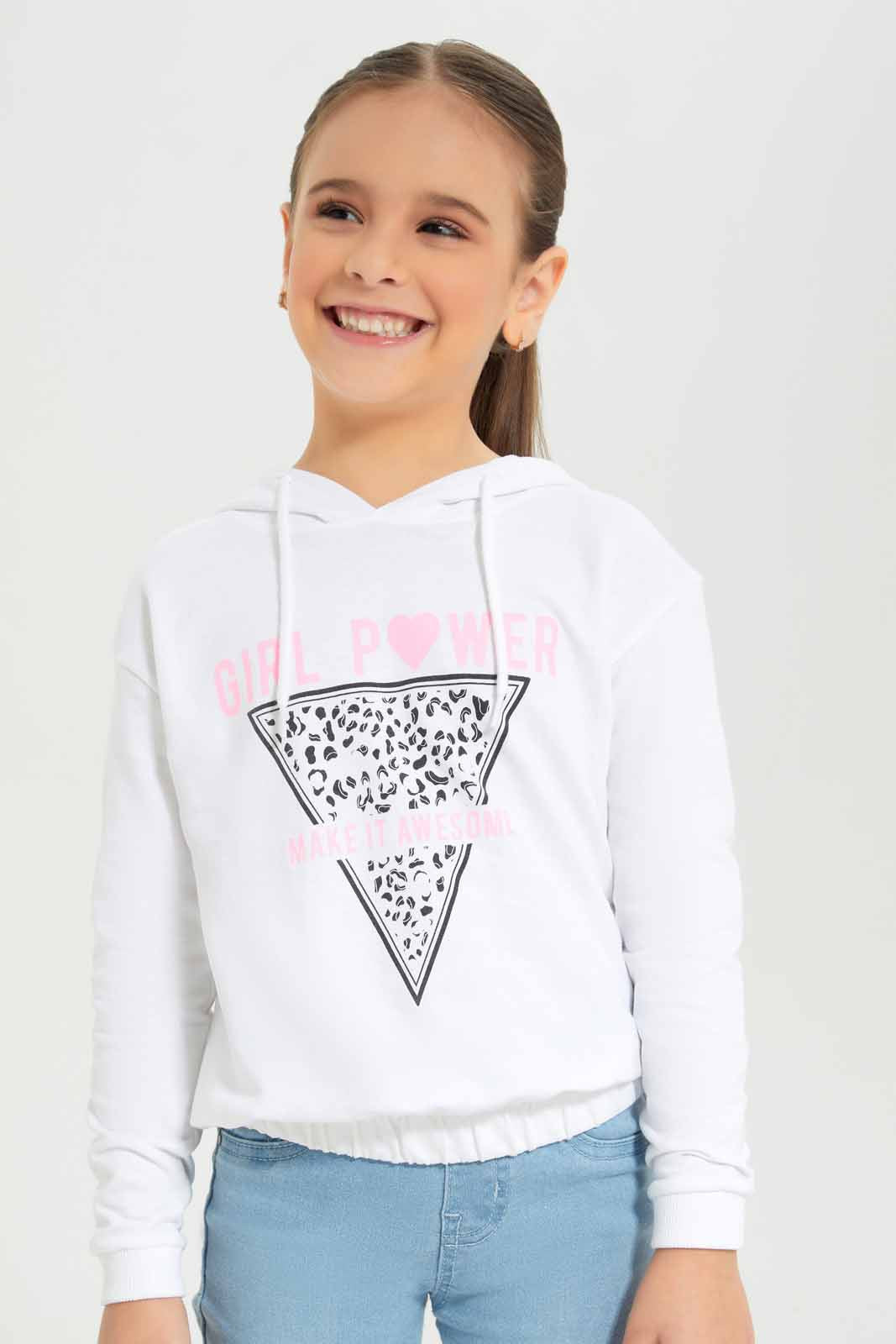 Redtag-Girls-White-Hooded-Sweatshirt-Category:Sweatshirts,-Colour:White,-Deals:New-In,-Dept:Girls,-Filter:Girls-(2-to-8-Yrs),-GIR-Sweatshirts,-New-In-GIR-APL,-Non-Sale,-S23A,-Section:Girls-(0-to-14Yrs),-TBL-Girls-2 to 8 Years