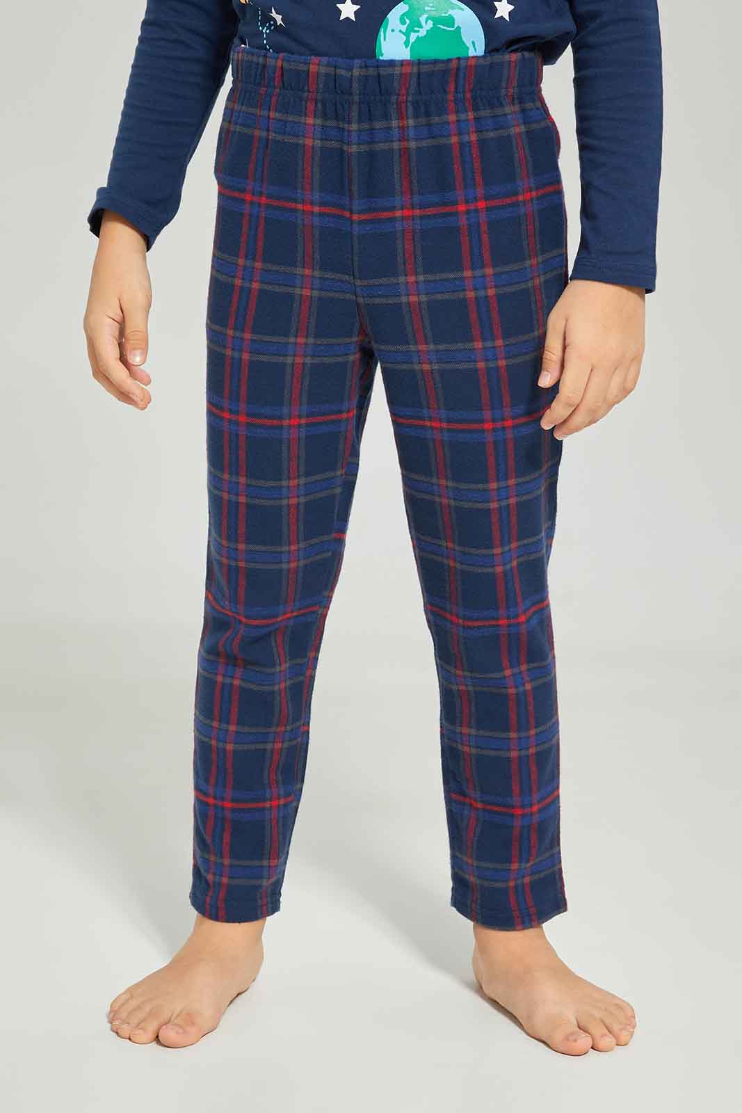 Redtag-Boys-Blue-Long-Sleeve-Single-Jersey-Printed-T-Shirt-With-Brushedcheck-Pant-BOY-Pyjama-Sets,-Category:Pyjama-Sets,-Colour:Blue,-Deals:New-In,-Dept:Boys,-Filter:Boys-(2-to-8-Yrs),-New-In-BOY-APL,-Non-Sale,-S23A,-Section:Boys-(0-to-14Yrs)-Boys-2 to 8 Years