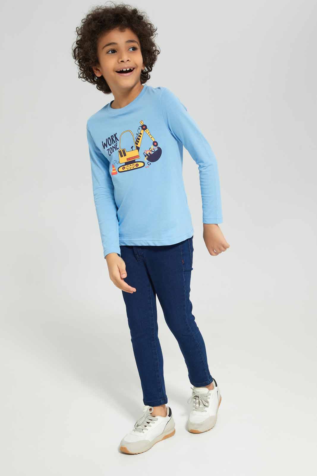 Redtag-Boys-Blue-Work-Zone-Long-Sleeve-Graphic-T-Shirt-BOY-T-Shirts,-Category:T-Shirts,-Colour:Blue,-Deals:New-In,-Dept:Boys,-Filter:Boys-(2-to-8-Yrs),-New-In-BOY-APL,-Non-Sale,-S23A,-Section:Boys-(0-to-14Yrs),-TBL-Boys-2 to 8 Years