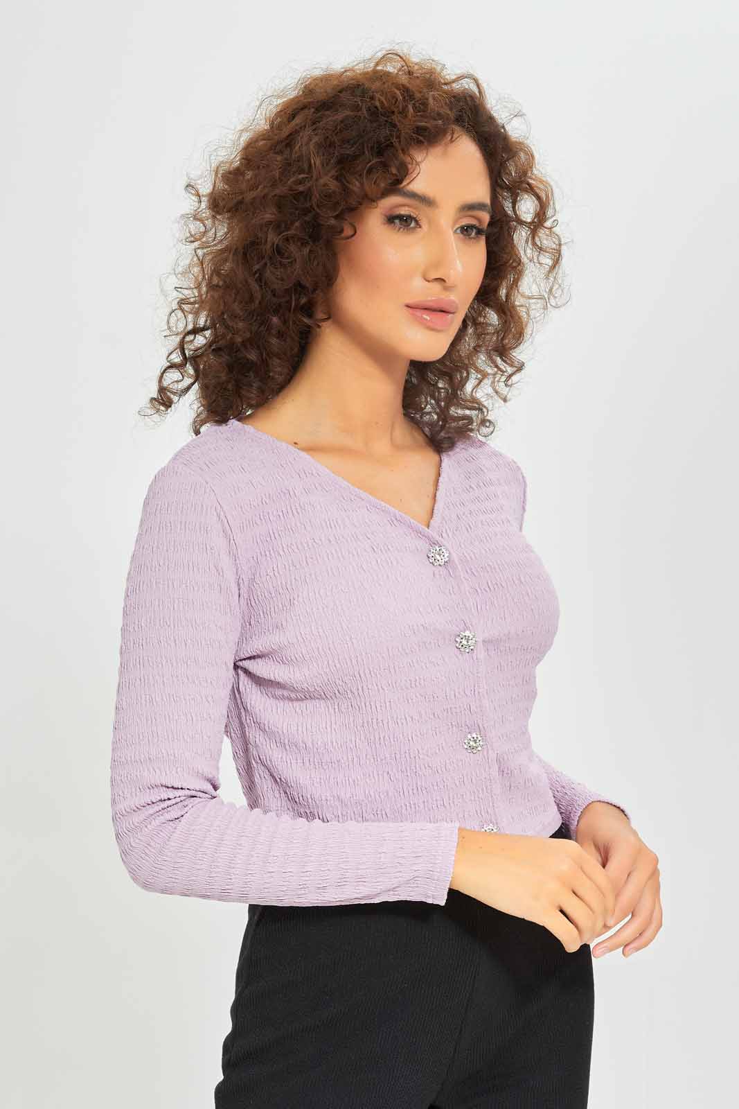 Redtag-Women-Lilac-Front-Button-Crinkle-Jersey-Cardigan-Category:Cardigans,-Colour:Lilac,-Deals:New-In,-Dept:Ladieswear,-Filter:Women's-Clothing,-New-In-Women-APL,-Non-Sale,-S23A,-Section:Women,-Women-Cardigans-Women's-