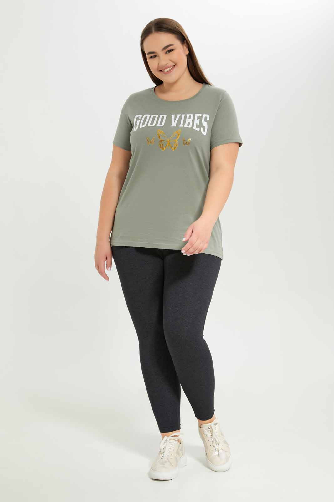 Redtag-Women-Olive-Graphic-T-Shirt-Category:T-Shirts,-Colour:Olive,-Deals:New-In,-Dept:Ladieswear,-Filter:Plus-Size,-LDP-T-Shirts,-New-In-LDP-APL,-Non-Sale,-S23A,-Section:Women,-TBL-Women's-