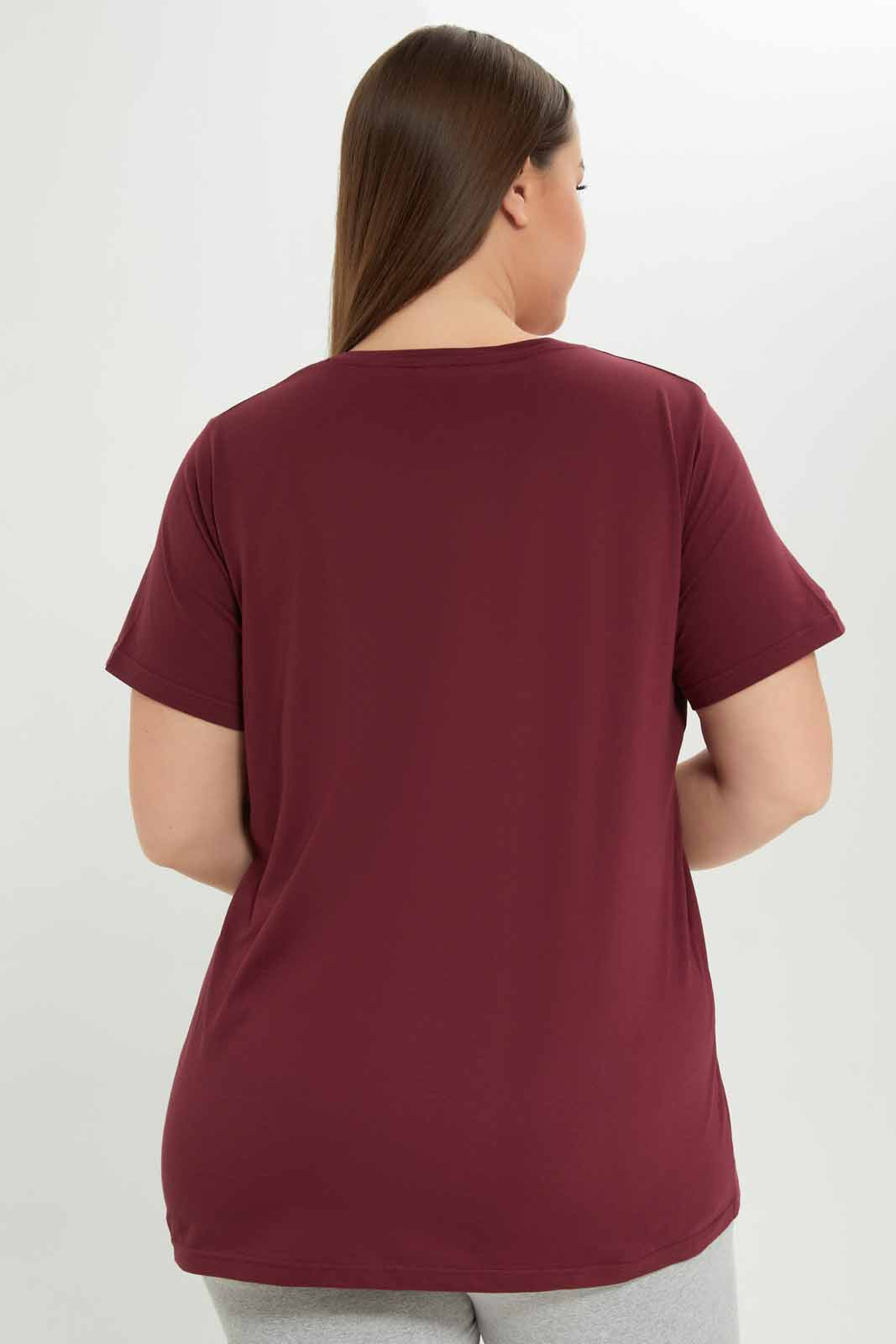 Redtag-Women-Burgandy-Graphic-T-Shirt-Category:T-Shirts,-Colour:Burgundy,-Deals:New-In,-Dept:Ladieswear,-Filter:Plus-Size,-LDP-T-Shirts,-New-In-LDP-APL,-Non-Sale,-S23A,-Section:Women,-TBL-Women's-