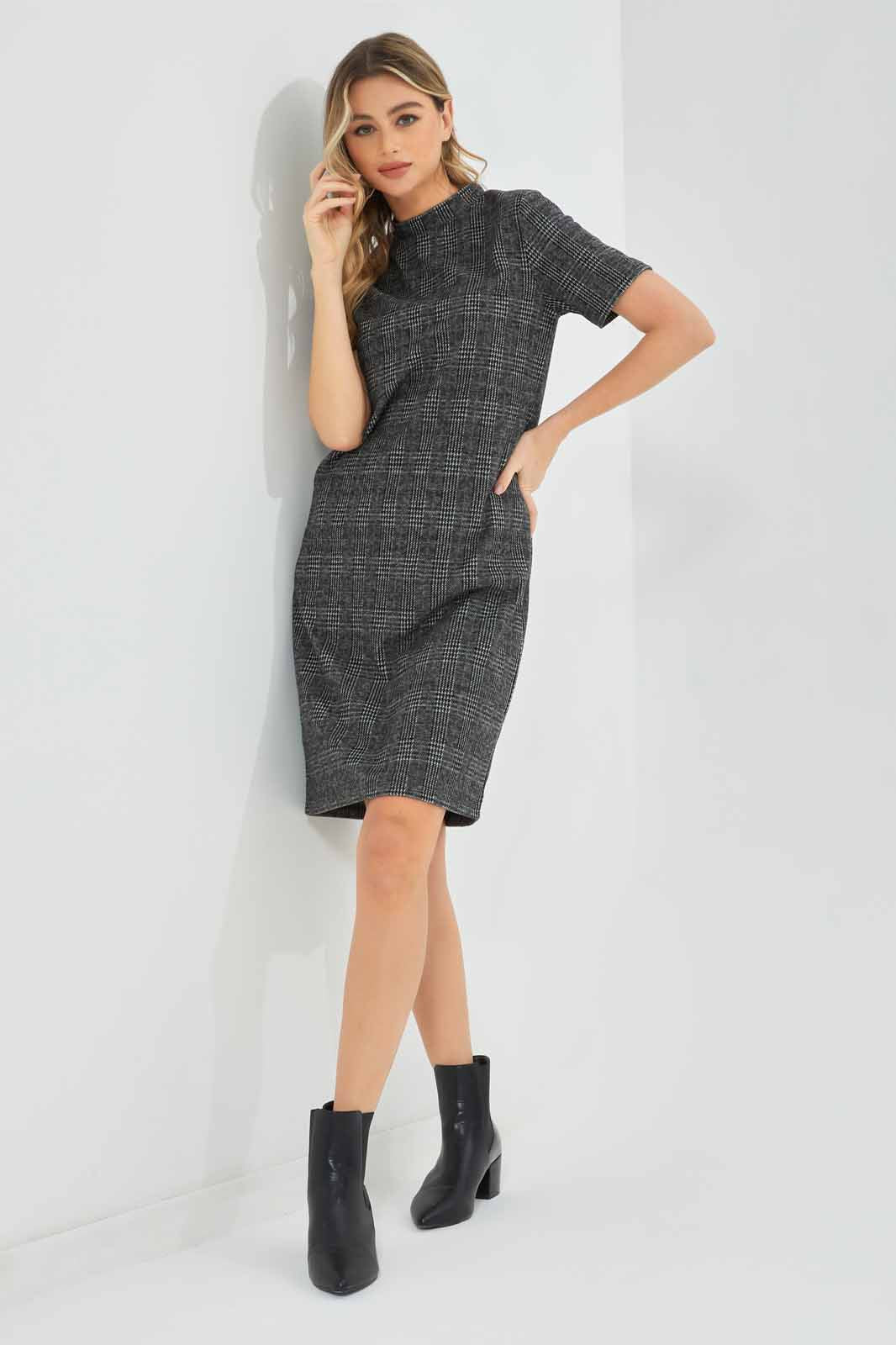 Redtag-Women-High-Neck-Knee-Langth-Dress-Category:Dresses,-Colour:Assorted,-Deals:New-In,-Dept:Ladieswear,-Filter:Women's-Clothing,-New-In-Women-APL,-Non-Sale,-Section:Women,-W22B,-Women-Dresses-Women's-