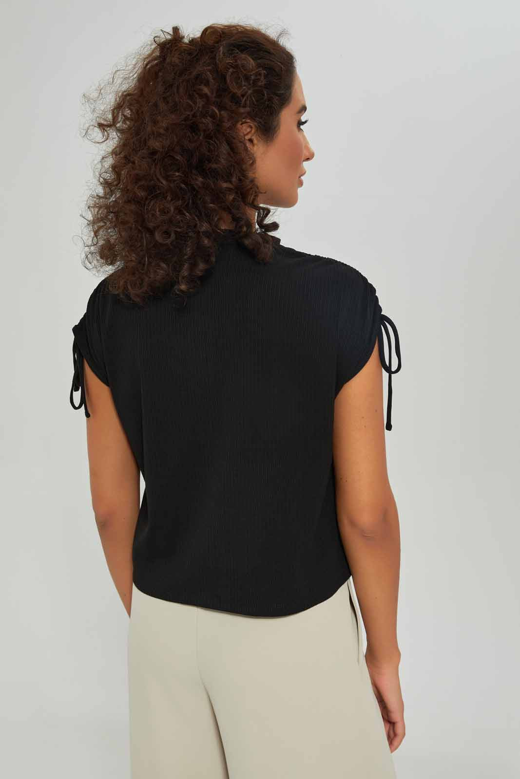 Redtag-Women-Black-Ruched-Shoulder-Top-Category:T-Shirts,-Colour:Black,-Deals:New-In,-Dept:Ladieswear,-Filter:Women's-Clothing,-New-In-Women-APL,-Non-Sale,-S23A,-Section:Women,-Women-T-Shirts-Women's-